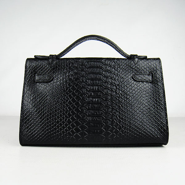 AAA Hermes Kelly 22 CM Snake Veins Handbag Black H008 On Sale